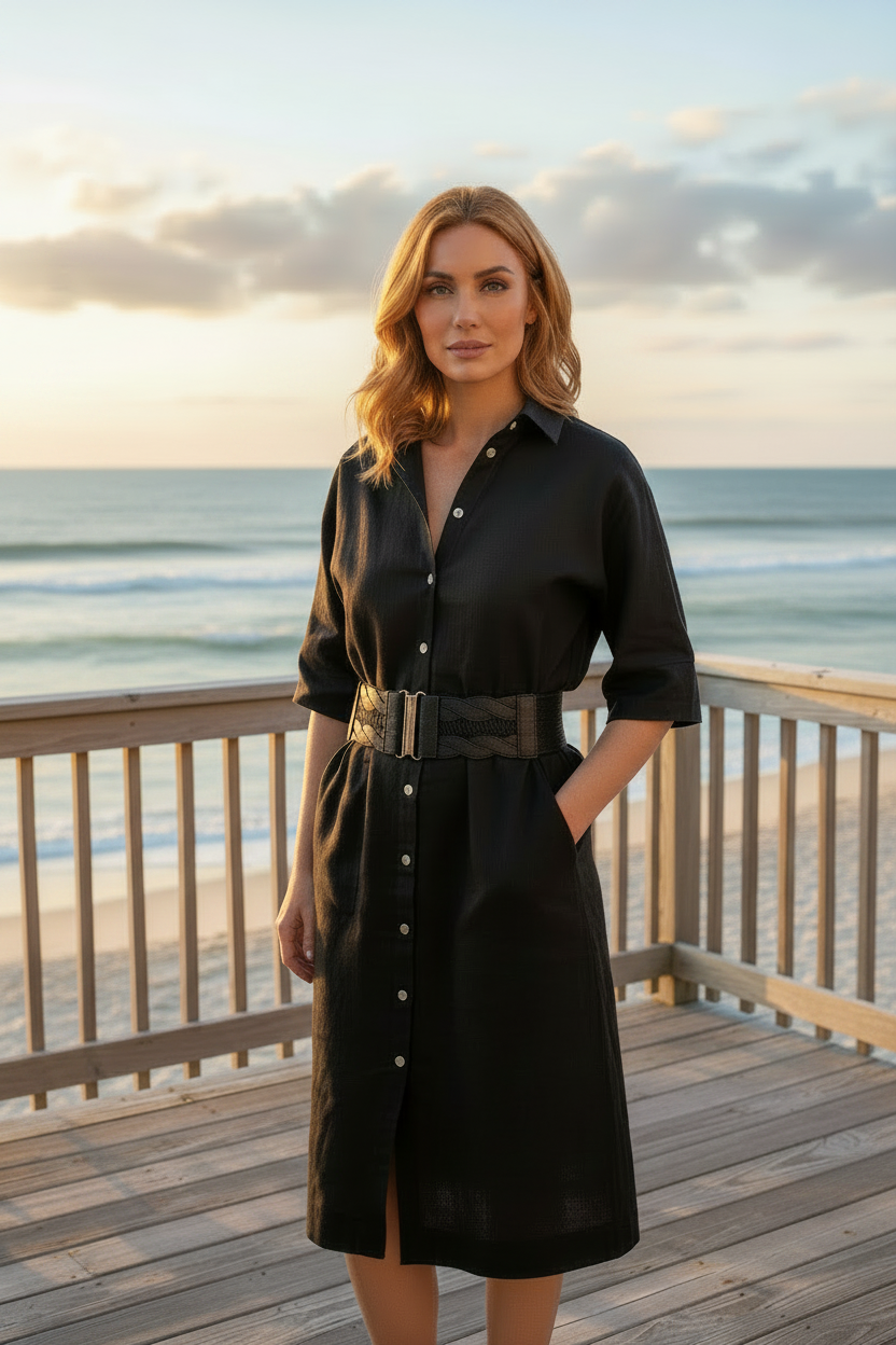 The Shoreline Linen Shirt Dress